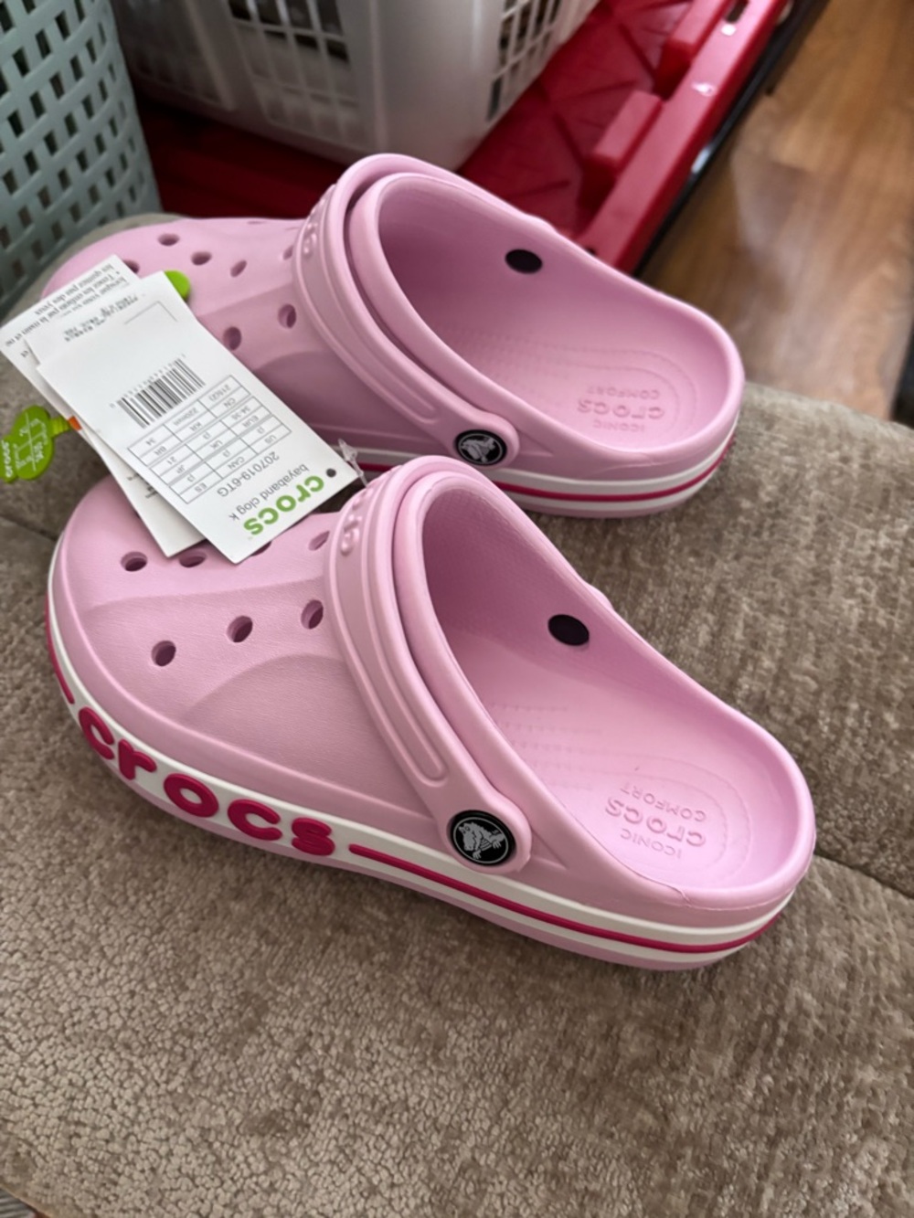 CROCS Kids' Pink Slip-On Clogs with Branded Side